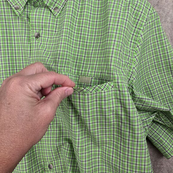 Chaps Mens Green Plaid Short Sleeve Button-Down Shirt XL Polyester - Picture 3 of 9